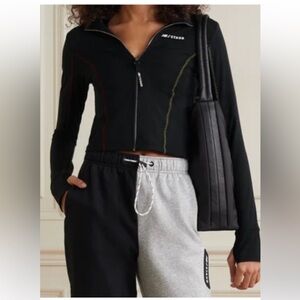 Staud x New Balance Black Cropped Warm Up Stretch Jacket Full Zip Women's XS